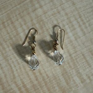 Gold and Clear Teardrop Earrings